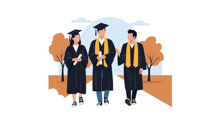 Celebrating Academic Success With Graduates During University Graduation Ceremony