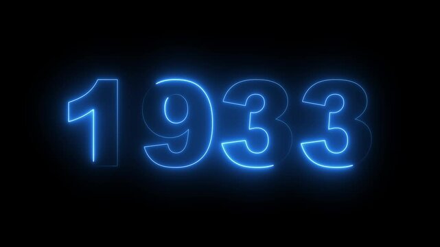 1933 neon line text. Abstract 1933 neon text animation, Glowing neon number text background. video animation . important year, important date 1933. Educational mathematics 1933 animation.