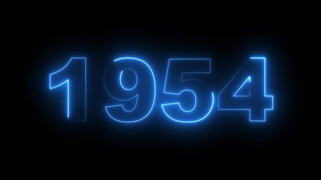 1954 neon line text. Abstract 1954 neon text animation, Glowing neon number text background. video animation . important year, important date 1954. Educational mathematics 1954 animation.