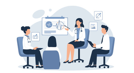 Medical Professionals Discussing Patient Data In A Healthcare Meeting Room Setting