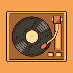Vinyl record and turntable needle icon