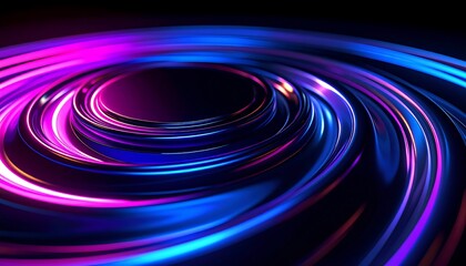 Abstract Circular Swirl with Pink and Blue Glowing Lines