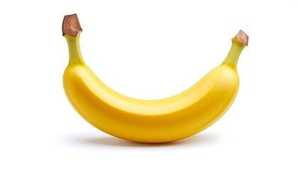 Single Yellow Banana on White Background Fresh Fruit