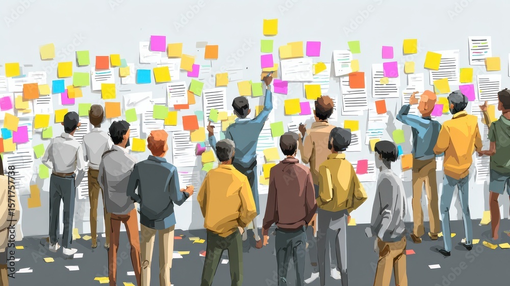 Poster there is teamwork going on. group of developers is working to improve the startup. a large number of