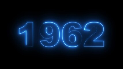 1962 neon line text. Abstract 1962 neon text animation, Glowing neon number text background. video animation . important year, important date 1962. Educational mathematics 1962 animation. - Powered by Adobe