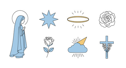 Virgin mary religious symbols vector illustration design graphic art