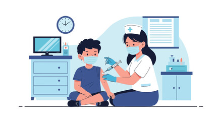 Child Immunization Program With Healthcare Professional Injecting A Vaccine