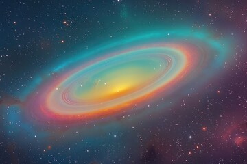 An ethereal rings of gas and dust create a vibrant and captivating celestial spectacle amidst a starlit cosmic backdrop.