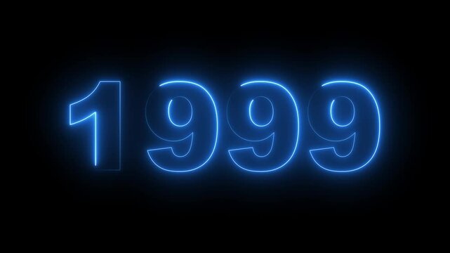 1999 neon line text. Abstract 1999 neon text animation, Glowing neon number text background. video animation . important year, important date 1999. Educational mathematics 1999 animation.