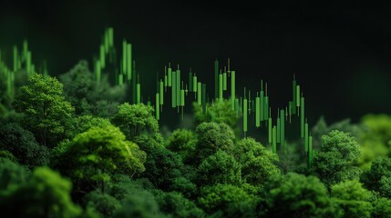 Green Investment Candlestick Chart in Greenery