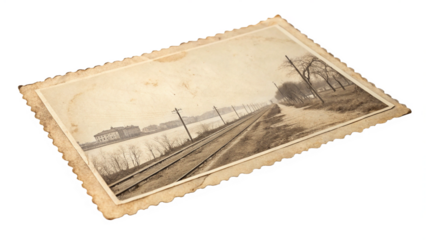 Vintage railroad tracks photo print antique train photography sepia toned old picture collectible art wall decor