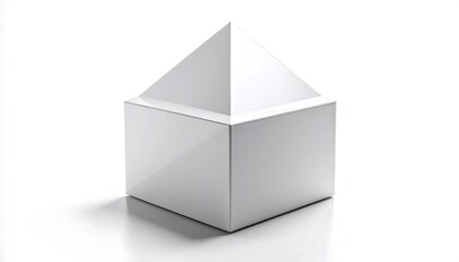 Geometric Shape Composition Featuring a White Cube and Pyramid