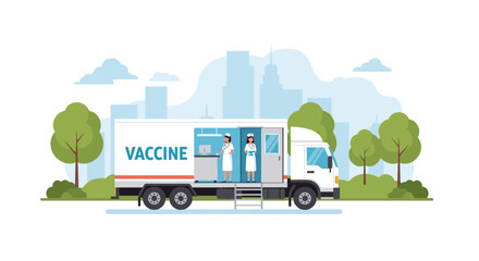 Mobile Vaccination Clinic Offering Convenient Immunization Services In Urban Setting