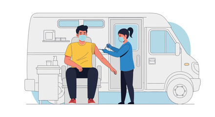 Mobile Vaccination Clinic Providing Healthcare Services To Patients During Pandemic