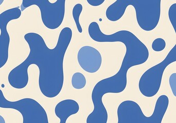 Abstract Blue and Beige Liquid Shapes Seamless Pattern Design for Backgrounds and Textiles