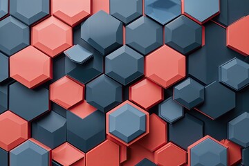 Vibrant Coral and Slate Blue Hexagonal Design for Engaging Tech Content