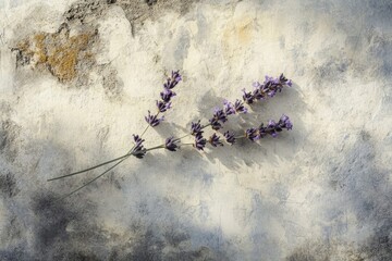 Lavender sprigs rest gently on a textured surface, bathed in soft, diffused light, creating a serene, organic composition.