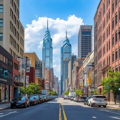 Fototapeta premium Skyscrapers fill Philadelphias skyline
