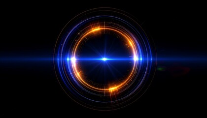 Abstract Circular Light Formation with Blue and Orange Glow