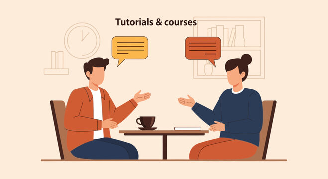 Online Education Meeting With Young Student Man And Woman For Learning Tutorials