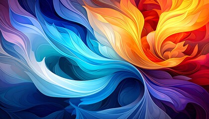 Abstract Colorful Swirls Digital Art Design