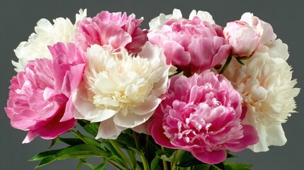 Fototapeta premium Close-up bouquet of pink and white peonies