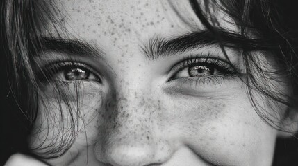 Close-up black and white portrait of a young person © Teko