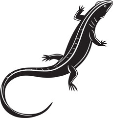 Fototapeta premium Stylized black and white illustration of a lizard reptile on a clean white background