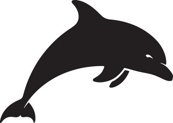 Obraz premium Graceful silhouette of a jumping dolphin vector illustration on a clean white background