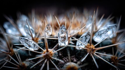 Close-up cactus with crystals