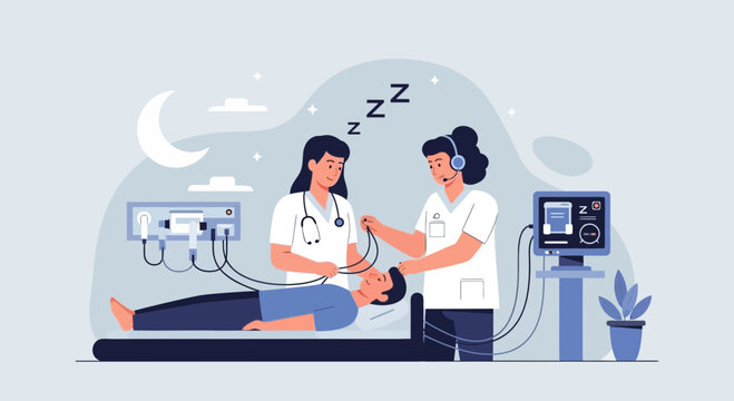 Overnight Sleep Study In Hospital With Healthcare Team Monitoring Patient Condition