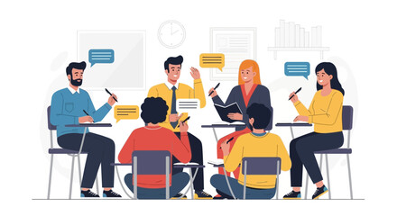 Diverse Students Collaboration Education and Teamwork with Modern Classroom Setting