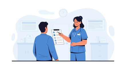 Healthcare Professional Explaining Medical Test Results To Patient In Clinic Setting