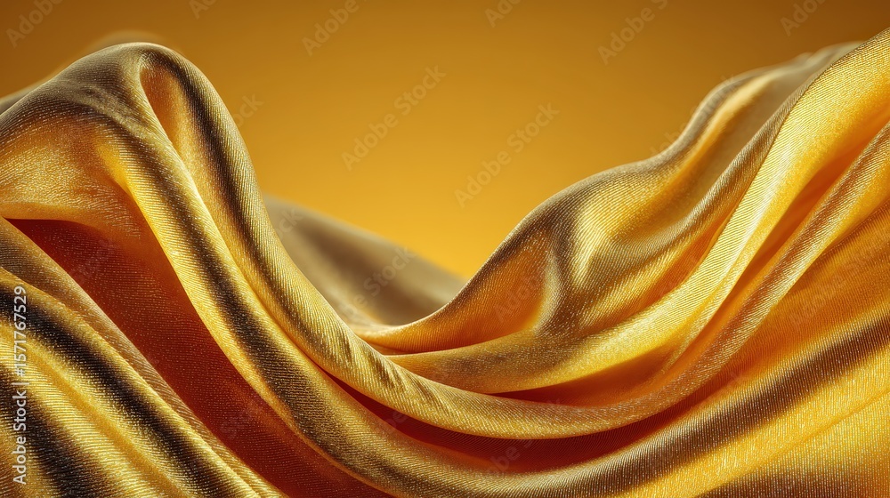 Poster golden abstract flowing lines with elegant and modern wavy forms reflecting light to create a visual