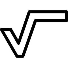 Square root sign outline icon vector