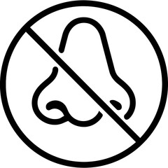 Odorless scent symbol with nose outline icon vector