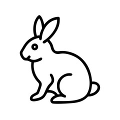 Obraz premium Black and white outline icon of a rabbit. Great for wildlife apps, pet store branding, Easter themes, or educational animal-based icon sets.