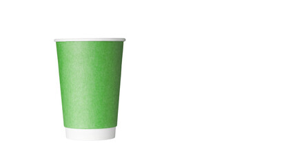 cardboard glass of blue color, for coffee or tea on an isolated white background close up