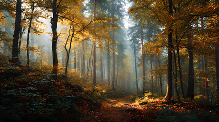 Fototapeta premium Fallen Leaves and Soft Light: The Soul of Autumn