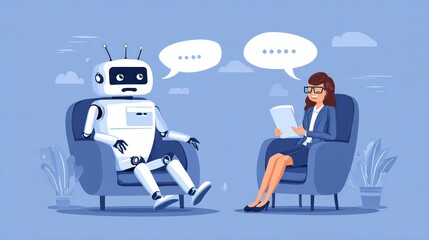 Robot and woman in therapy