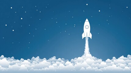 Rocket launching into night sky