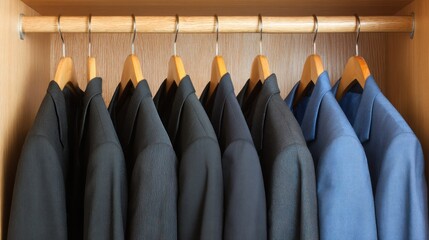 Suits hanging in a closet