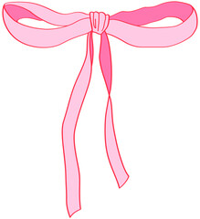 hand drawing pink ribbon illustration coquette style decoration bows