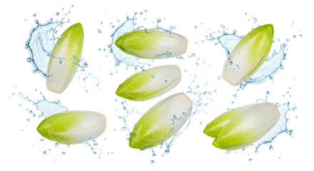 Fresh green lettuce leaves splashing in water, creating a dynamic and refreshing scene perfect for culinary and health themes