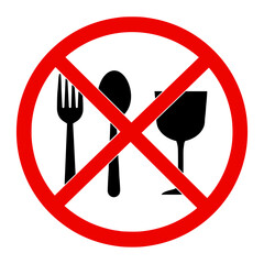 Prohibition sign prohibiting eating and drinking in public places. SVG on a transparent background, intended for public places and urban environments.