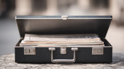 Open briefcase with papers