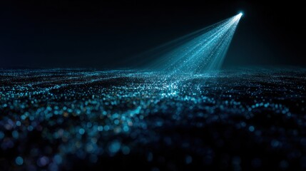 Abstract digital landscape lit by a spotlight