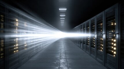 Fototapeta premium Server room tunnel of light
