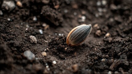 Sunflower seed in soil