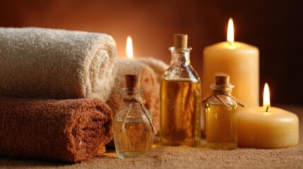 Spa scene with towels and oils (1)